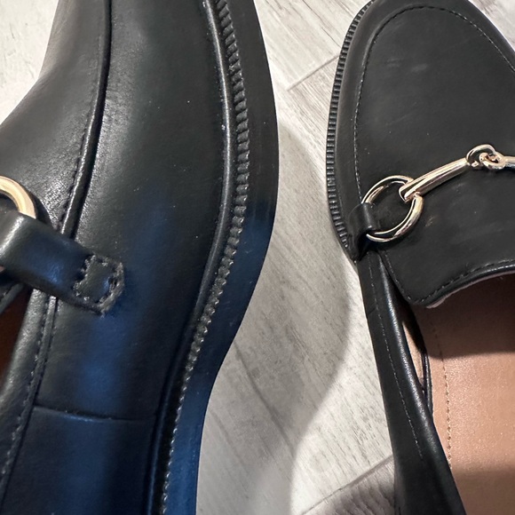 H&M Black Leather Slip-On Loafers with Gold Accent - Picture 4 of 8